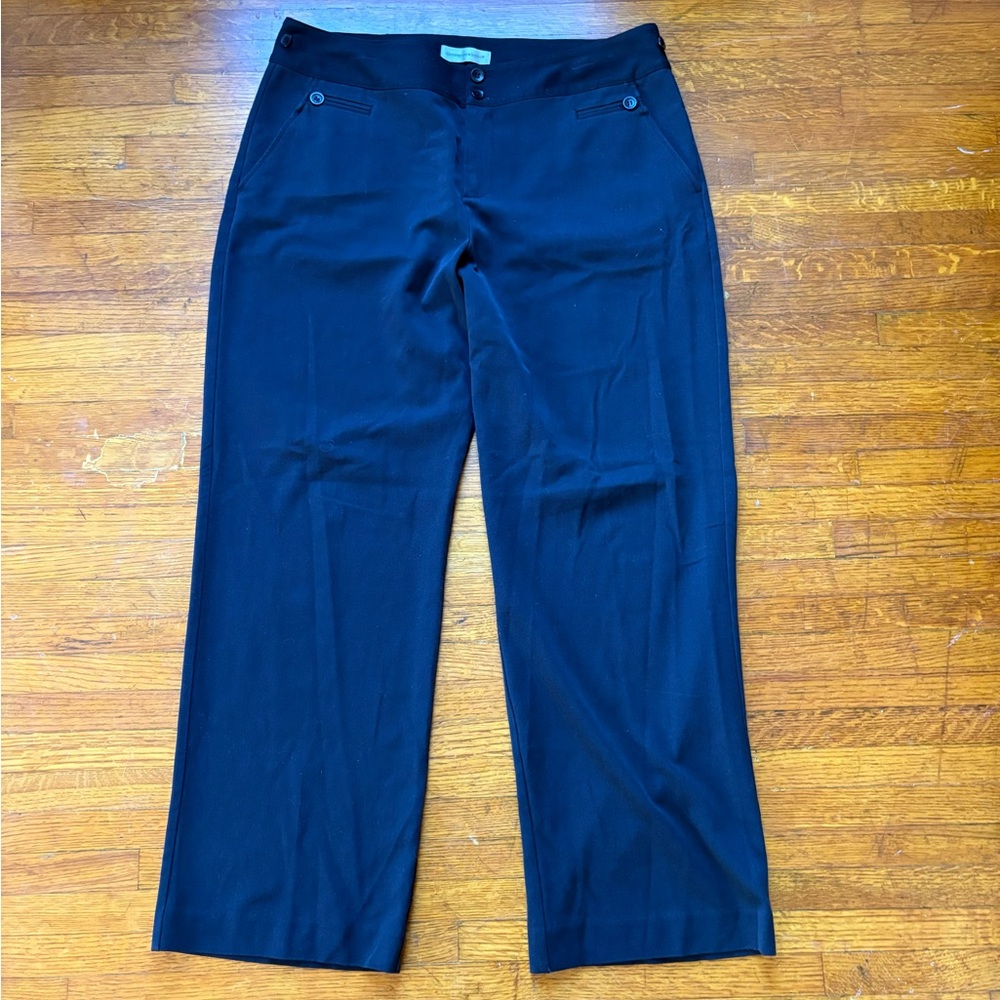 Christopher & Banks Wide Leg Flat Front Black Dress Pants 12S